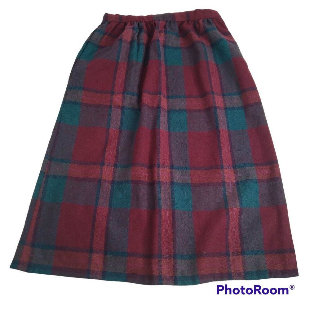 Plaid Skirt A Line Midi Waist 26in Academia School Costume Office Handmade Prep